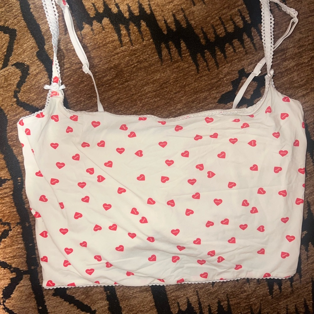 SKIMS x Lana Del Rey Valentine’s Day White Lace Trim Heart Tank Small - Picture 2 of 3